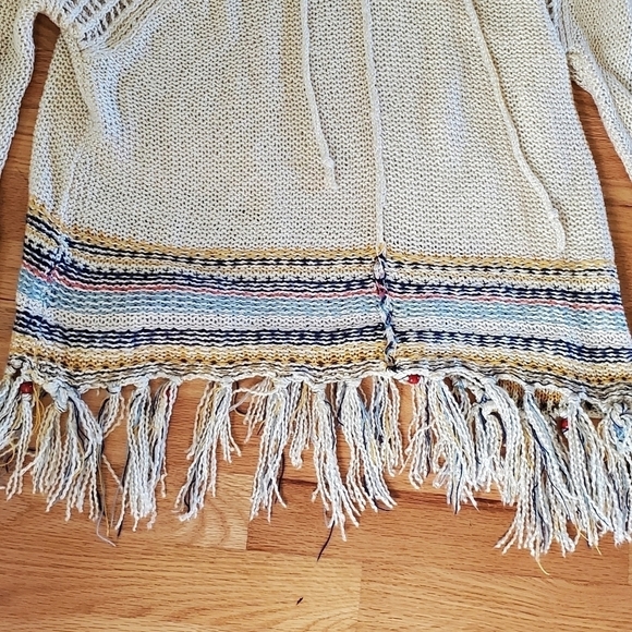 Vintage Havana Knit Hooded Sweater with Fringe - Picture 3 of 9